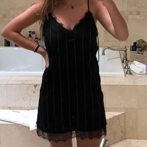 Lace Trim Striped Dress